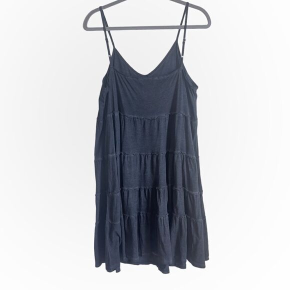 Umgee 100% Cotton Moonlit Walk Tiered Dress - Charcoal Large - Picture 7 of 9